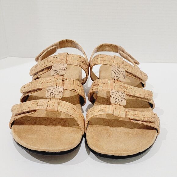 Vionic Rest Amber Sandals Womens Size 8 Gold Cork Back Strap Flats Slingback Tan - Picture 3 of 12